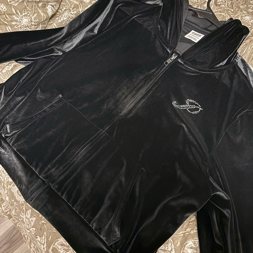PINK Victoria's Secret Velvet zip up hoodie XXL